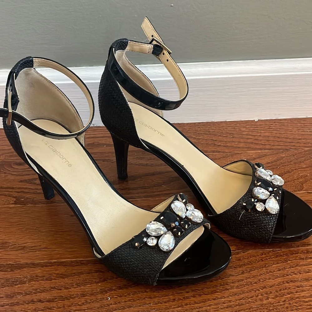 Jeweled black heels